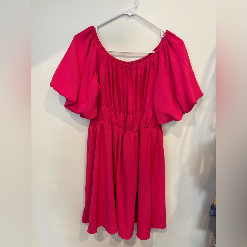 New Hotwy Barbie pink Puff sleeve dress